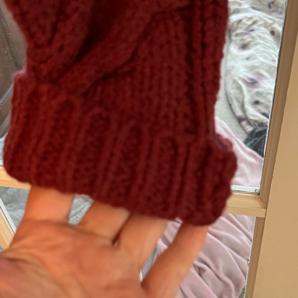 Free People Bonfire Burgundy Cable Knit Cardigan - Picture 2 of 7